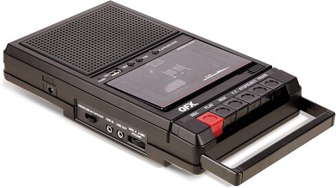 QFX RETRO-39 Portable Shoebox Tape Recorder, Analog Cassette Tape Deck with USB 2.0, Built-in Microphone, 3.5" Bluetooth Speaker in Kuwait