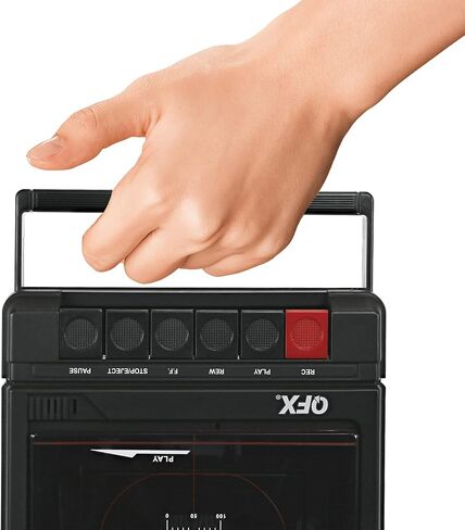 QFX RETRO-39 Portable Shoebox Tape Recorder, Analog Cassette Tape Deck with USB 2.0, Built-in Microphone, 3.5" Bluetooth Speaker in Kuwait