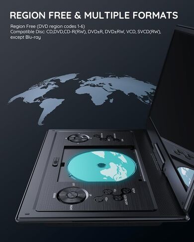 مشغل DVD محمول BOIFUN مقاس 15.7 بوصة مع شاشة عالية الدقة مقاس 14.1 بوصة، وبطارية قابلة لإعادة الشحن لمدة 6 ساعات، ودعم بطاقة USB/SD/تلفزيون مزامنة وتنسيقات أقراص متعددة، ومكبر صوت عالي الحجم، أسود كلاسيكي in Kuwait