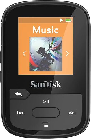 SanDisk 32GB Clip Sport Plus MP3 Player, Black - Bluetooth, LCD Screen, FM Radio - SDMX32-032G-G46K in Saudi Arabia