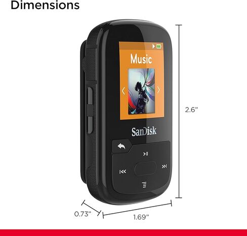SanDisk 32GB Clip Sport Plus MP3 Player, Black - Bluetooth, LCD Screen, FM Radio - SDMX32-032G-G46K in Saudi Arabia