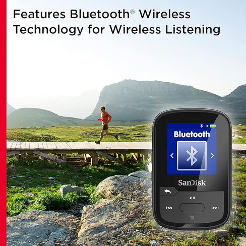 SanDisk 32GB Clip Sport Plus MP3 Player, Black - Bluetooth, LCD Screen, FM Radio - SDMX32-032G-G46K in Saudi Arabia