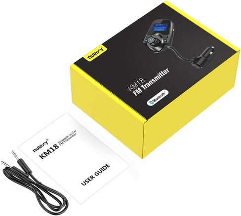 Nulaxy Bluetooth 5.4 Car Adapter FM Transmitter with 1.44" LCD Screen Black | Wireless FM Radio Player with Flexible Gooseneck, Noise Cancellating Fits Older Vehicles, Hands-Free Call Support USB/AUX/TF in Kuwait