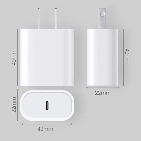 محول طاقة USB-C لشاحن iPhone: شاحن حائط USB C بقوة 20 وات، مجموعة شواحن سريعة من النوع C متوافقة مع iPhone 14/13/12/11/Ipad/Ipad Pro in Kuwait