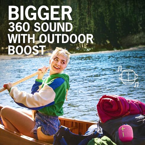Ultimate Ears WONDERBOOM 3، مكبر صوت بلوتوث لاسلكي صغير محمول، صوت جهير كبير 360 درجة للخارج، مقاوم للماء والغبار IP67، قابل للطفو، نطاق 131 قدمًا - أسود نشط in Kuwait