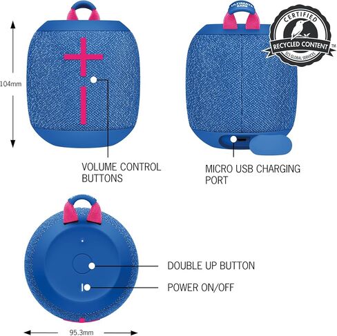 Ultimate Ears WONDERBOOM 3، مكبر صوت بلوتوث لاسلكي صغير محمول، صوت جهير كبير 360 درجة للخارج، مقاوم للماء والغبار IP67، قابل للطفو، نطاق 131 قدمًا - أسود نشط in Kuwait