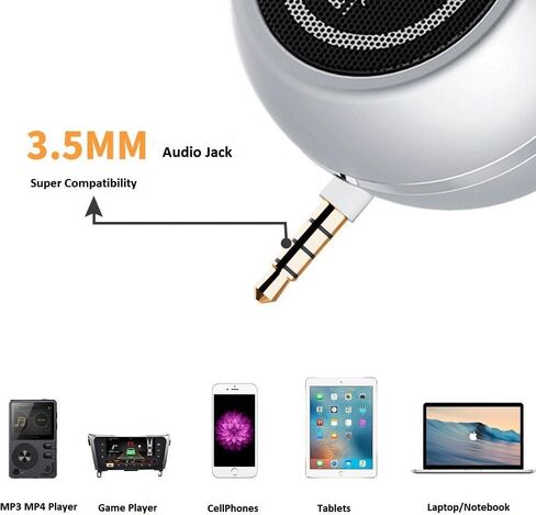 مكبر صوت صغير محمول مع مقبس إدخال Aux 3.5 مم، مكبر صوت للهاتف المحمول بقدرة 3 وات لهواتف iPhone iPad iPod اللوحية والهواتف المحمولة، هدية للفتيات/الأطفال، ذهبي وردي in Kuwait
