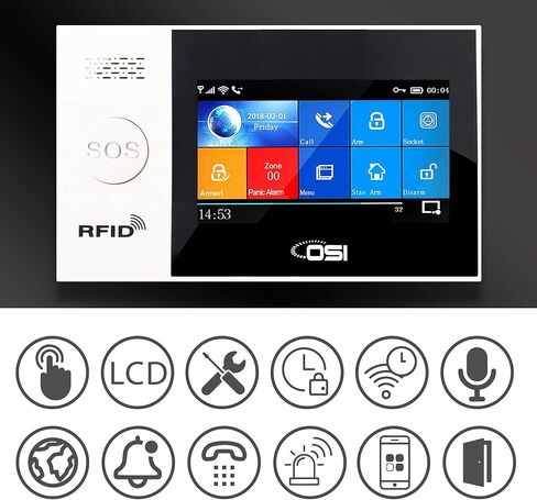 【OSI Wireless WiFi Smart Home Security DIY Alarm SYSTEM-14 Piece】 DIY Home Wi-Fi Alarm Kit with Motion Detector,Notifications with app,Door/Window Sensor, Siren,Compatible with Alexa,NO Monthly Fees in Kuwait