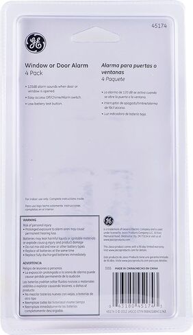 GE Personal Security Window and Door Alarm, 4 Pack, DIY Protection, Burglar Alert, Wireless, Chime/Alarm, Easy Installation, Home Security, Ideal for Home, Garage, Apartment and More, 45174 in Kuwait