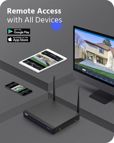 نظام كاميرا لاسلكي ANNKE WS300 3 ميجابكسل، 8 قنوات 5 ميجابكسل NVR لاسلكي مع 4 قطع كاميرات IP مقاومة للطقس 3 ميجابكسل، تعمل مع Alexa، رؤية ليلية 100 قدم، تنبيهات الحركة الذكية، 1 تيرابايت HDD متضمن in Kuwait