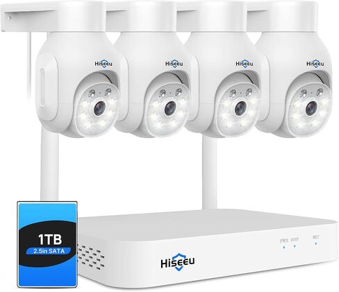 [1TB HDD,4MP Spotlight] Hiseeu Solar Wireless Security Camera System,10CH HD 4K NVR,Night Vision, 2-Way Audio, PIR Motion Detection,Motion Record, Outdoor Home Surveillance in Saudi Arabia