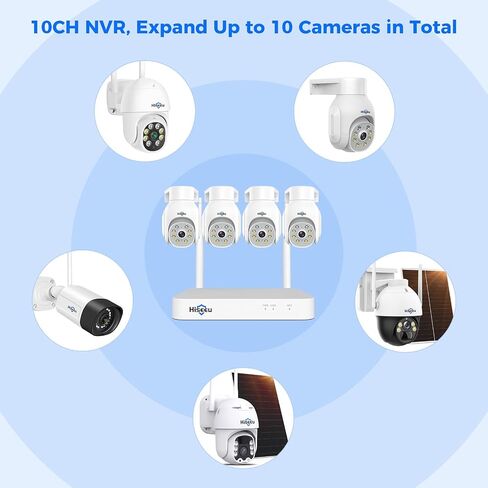 [1TB HDD,4MP Spotlight] Hiseeu Solar Wireless Security Camera System,10CH HD 4K NVR,Night Vision, 2-Way Audio, PIR Motion Detection,Motion Record, Outdoor Home Surveillance in Saudi Arabia