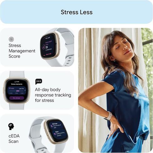 Fitbit Sense 2 Advanced Health and Fitness Smartwatch with Tools to Manage Stress and Sleep, ECG App, SpO2, 24/7 Heart Rate and GPS, Shadow Grey/Graphite, One Size (S & L Bands Included) in Kuwait