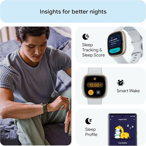 Fitbit Sense 2 Advanced Health and Fitness Smartwatch with Tools to Manage Stress and Sleep, ECG App, SpO2, 24/7 Heart Rate and GPS, Shadow Grey/Graphite, One Size (S & L Bands Included) in Kuwait