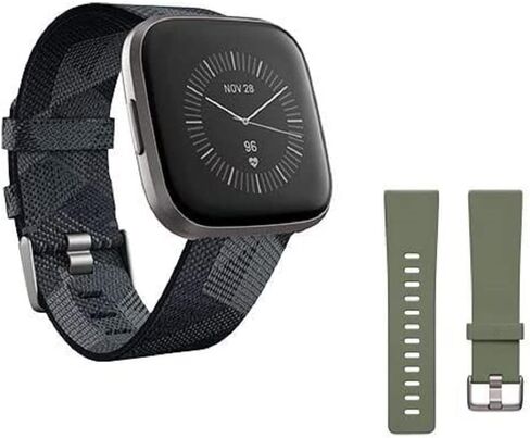 Fitbit Versa 2 Health and Fitness Smartwatch with Heart Rate, Music, Alexa Built-in, Sleep and Swim Tracking, Bordeaux/Copper Rose, One Size (S and L Bands Included) in Saudi Arabia