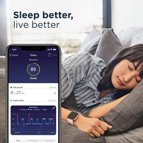 Fitbit Versa 2 Health and Fitness Smartwatch with Heart Rate, Music, Alexa Built-in, Sleep and Swim Tracking, Bordeaux/Copper Rose, One Size (S and L Bands Included) in Saudi Arabia