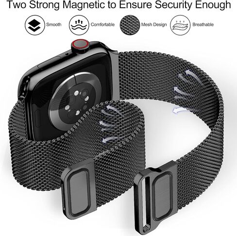 Geoumy Magnetic Band Compatible with Apple Watch 38mm 40mm 41mm 42mm 44mm 45mm 49mm, Stainless Steel Mesh Milanese Strap, Metal Wristband for iWatch SE Series 8 7 6 5 4 3 2 1 for Women Men in Saudi Arabia