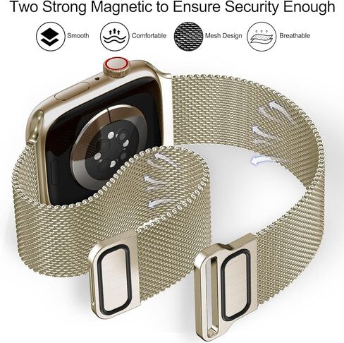 Geoumy Magnetic Band Compatible with Apple Watch 38mm 40mm 41mm 42mm 44mm 45mm 49mm, Stainless Steel Mesh Milanese Strap, Metal Wristband for iWatch SE Series 8 7 6 5 4 3 2 1 for Women Men in Kuwait