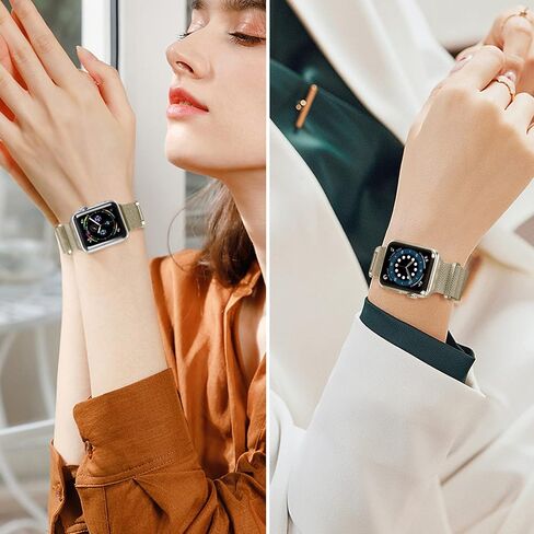 Geoumy Magnetic Band Compatible with Apple Watch 38mm 40mm 41mm 42mm 44mm 45mm 49mm, Stainless Steel Mesh Milanese Strap, Metal Wristband for iWatch SE Series 8 7 6 5 4 3 2 1 for Women Men in Kuwait