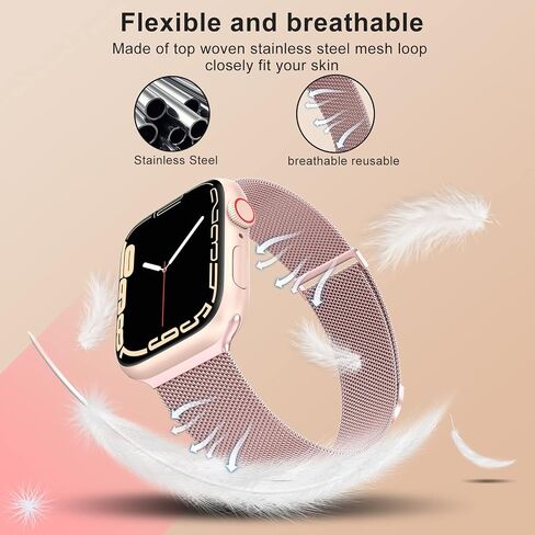 MARGE PLUS Mesh Milanese Loop Compatible with Apple Watch Bands Women Men | Stainless Steel Magnetic Clasp Strap for iWatch Series 11 10 9 8 7 6 5 4 SE3 SE2 - 38mm 40mm 41mm 42mm(Series 1 2 3) in Kuwait