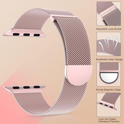 MARGE PLUS Mesh Milanese Loop Compatible with Apple Watch Bands Women Men | Stainless Steel Magnetic Clasp Strap for iWatch Series 11 10 9 8 7 6 5 4 SE3 SE2 - 38mm 40mm 41mm 42mm(Series 1 2 3) in Kuwait