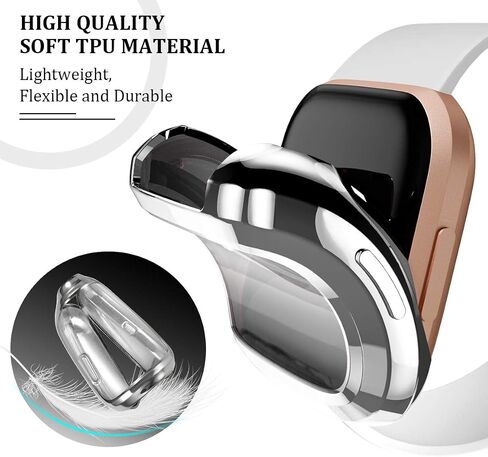Maledan Screen Protector Case Compatible with Fitbit Versa 2 Smartwatch, 3 Pack Full Protective Case Cover Scratch Resistant Shock Absorbing for Versa 2 Accessories, Clear/Black/Silver in Saudi Arabia