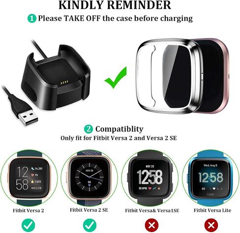 Maledan Screen Protector Case Compatible with Fitbit Versa 2 Smartwatch, 3 Pack Full Protective Case Cover Scratch Resistant Shock Absorbing for Versa 2 Accessories, Clear/Black/Silver in Saudi Arabia