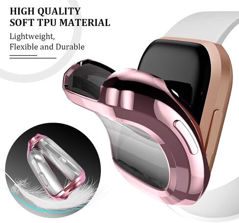 Maledan Screen Protector Case Compatible with Fitbit Versa 2 Smartwatch, 3 Pack Full Protective Case Cover Scratch Resistant Shock Absorbing for Versa 2 Accessories, Clear/Black/Silver in Saudi Arabia
