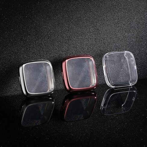 Maledan Screen Protector Case Compatible with Fitbit Versa 2 Smartwatch, 3 Pack Full Protective Case Cover Scratch Resistant Shock Absorbing for Versa 2 Accessories, Clear/Black/Silver in Saudi Arabia