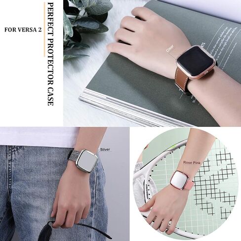 Maledan Screen Protector Case Compatible with Fitbit Versa 2 Smartwatch, 3 Pack Full Protective Case Cover Scratch Resistant Shock Absorbing for Versa 2 Accessories, Clear/Black/Silver in Saudi Arabia