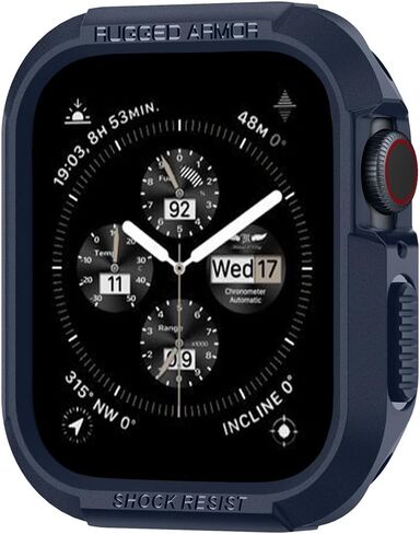 Spigen Rugged Armor Designed for Apple Watch Case Series 9/8/SE2/7/6/SE/5/4 45mm/44mm - Black in Saudi Arabia