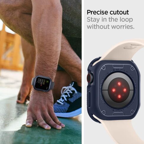 Spigen Rugged Armor Designed for Apple Watch Case Series 9/8/SE2/7/6/SE/5/4 45mm/44mm - Black in Saudi Arabia