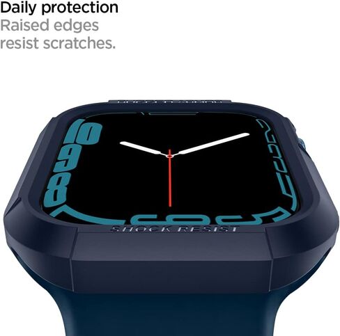 Spigen Rugged Armor Designed for Apple Watch Case Series 9/8/SE2/7/6/SE/5/4 45mm/44mm - Black in Saudi Arabia