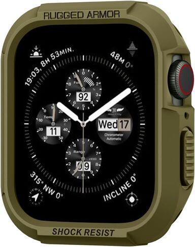 Spigen Rugged Armor Designed for Apple Watch Case Series 9/8/SE2/7/6/SE/5/4 45mm/44mm - Black in Saudi Arabia