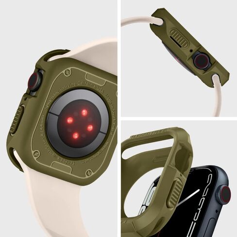 Spigen Rugged Armor Designed for Apple Watch Case Series 9/8/SE2/7/6/SE/5/4 45mm/44mm - Black in Saudi Arabia