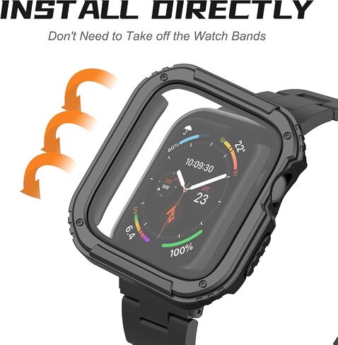 Adepoy 2 Pack Rugged Case Compatible for Apple Watch 46mm Series 11 10 with Tempered Glass Screen Protector, Military All Around Hard TPU Protective Cover Case Shockproof Bumper for iWatch Men 46mm in Kuwait