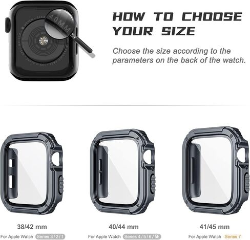 Adepoy 2 Pack Rugged Case Compatible for Apple Watch 46mm Series 11 10 with Tempered Glass Screen Protector, Military All Around Hard TPU Protective Cover Case Shockproof Bumper for iWatch Men 46mm in Kuwait