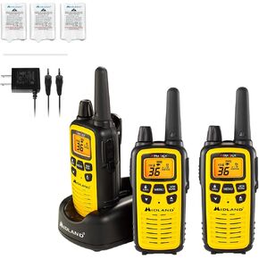 Midland LXT630X3VP3 FRS Walkie Talkies - Long Range 36-Channel Two-Way Radios, NOAA Weather Alerts (3-Pack, Yellow - Black) | Up to 30 Mile Range Walkie Talkie, 36 Channels, 121 Privacy Codes, NOAA Weather Scan + Alert in Saudi Arabia