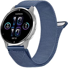 Metal Bands for Garmin Venu / Venu 2 Plus / Venu Sq Watch Band Women Men, 20mm Stainless Steel Replacement Wristband Strap for Garmin Vivomove Sport, Vivoactive 3 / 3 Music, Forerunner 645 / 245 Music Smart Watch