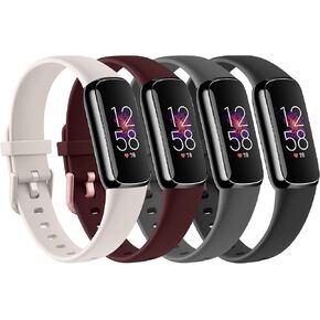 4 PACK Sport Bands Compatible with Fitbit Luxe Bands for Women Men, Soft Silicone Replacement Sport Straps Wristbands for Fitbit Luxe Fitness and Wellness Tracker