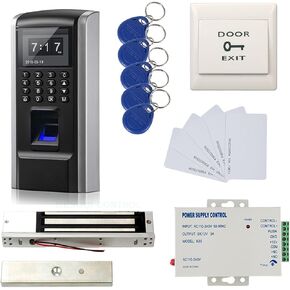 Full Kits Biometric Fingerprint RFID Password Access Control Systems + 600lbs Force Electric EM Magnetic Lock +110V Power Supply+10 Cards and Key Fobs in Kuwait