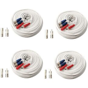 4 Pack 50ft All-in-One Video Power Cables, Security Camera Cable BNC Extension Surveillance Wire Cord for CCTV Security DVR System Installation in Kuwait