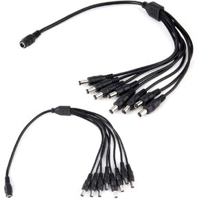 exgoofit 2-Pack DC 1 Female to 8 Male Output Power Splitter Cable Y Adapter for CCTV Security Cameras and LED Strip Lights in Saudi Arabia