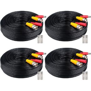 BNC Cable 4x100FT, All-in-One Siamese Video and Power Security Camera Wire, Camera Cable for All Max 5MP HD CCTV DVR Surveillance System (100FT 4PACK, Black) in Saudi Arabia