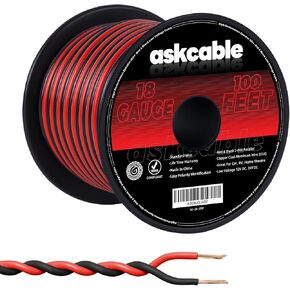 Askcable 12 Gauge 50 Feet Speaker Wire Cable 12AWG Speaker Wire 2 Conductors Wire Extension Cord Great Use for Car Speakers Stereos Home Theater Speakers Surround Sound Radio Black Red