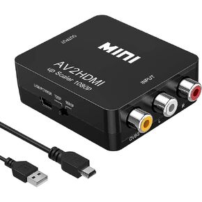 RCA to HDMI Converter, 1080P Mini RCA Composite CVBS AV to HDMI Video Audio Converter Adapter for PC Xbox PS4 PS3 VHS VCR DVD TV STB Support PAL/NTSC with USB Power Cable in Saudi Arabia