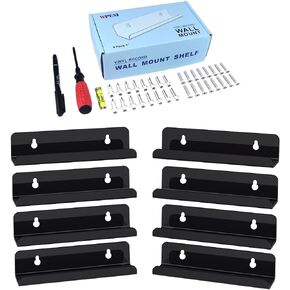 Vinyl Record Shelf Wall Mount 8Pack,7 Inch Acrylic Record Shelf,Record Wall Display, Vinyl Record Holder CD Rack,8 Pack (Black)