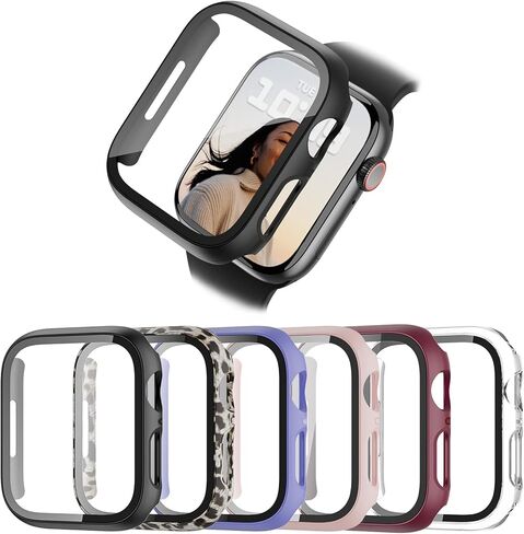 BHARVEST 6 Pack Case for Apple Watch Series 10 46mm with Tempered Glass Screen Protector, High Definition Scratch Resistant Hard PC Bumper Cover for Apple Watch 10 Accessories (6 Colors, 46mm) in Saudi Arabia