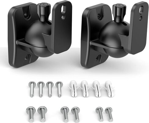 HomeMount Speaker Wall Mount Brackets - Surround Speaker Wall Mounts Kit, Bookshelf Speaker Wall Screws Mounts, Hold up to 8 lbs, 2 Pack, Black in Kuwait