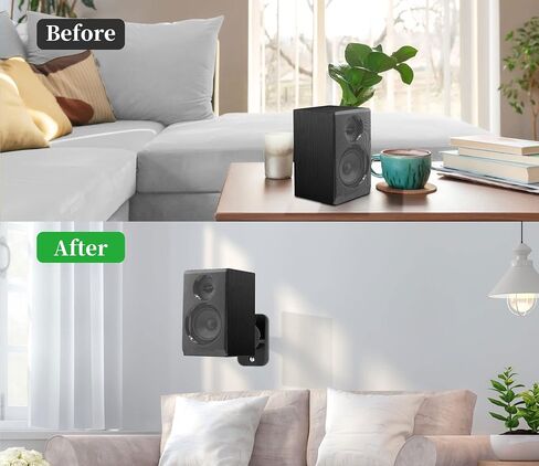 HomeMount Speaker Wall Mount Brackets - Surround Speaker Wall Mounts Kit, Bookshelf Speaker Wall Screws Mounts, Hold up to 8 lbs, 2 Pack, Black in Kuwait